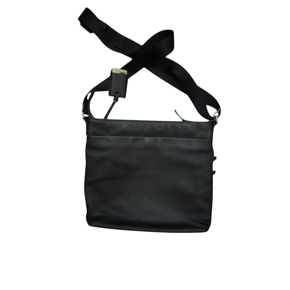 Vintage TUMI Black Leather Crossbody Bag Adjustable Strap